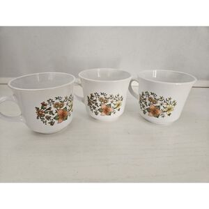 Vintage Corelle Corning Cups Mugs Indian‎ Summer USA Set of 3 Floral Coffee Tea